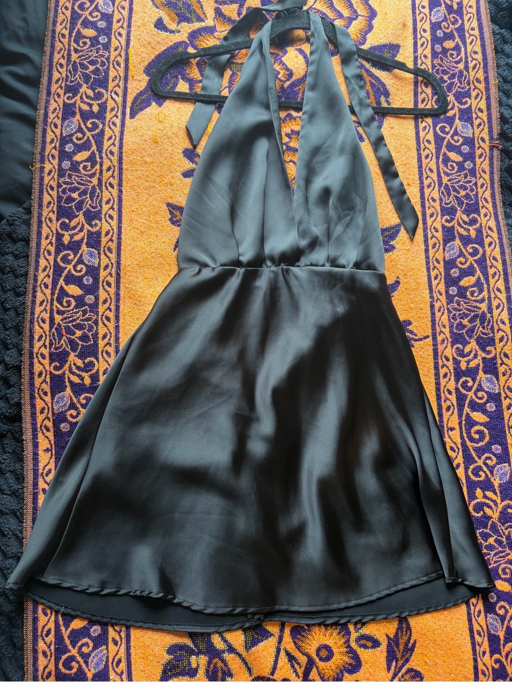 Zara Black Satin Halter Mini Dress